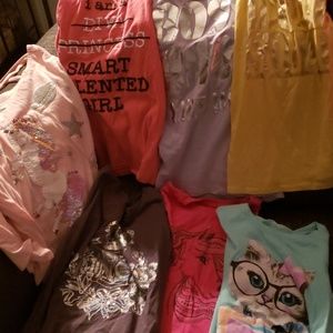 7 Size 14 girls  screenprint t shirts